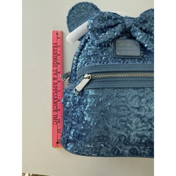 Loungefly Disney Parks Minnie Mouse Sequin Mini Backpack - Hydrangea Blue - NWT - Picture 9 of 9